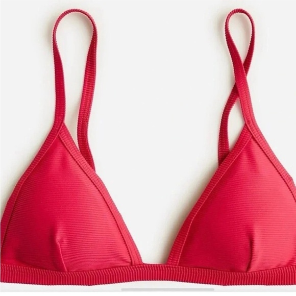 J Crew pink ribbed triangle bikini top size L new - Picture 2 of 8